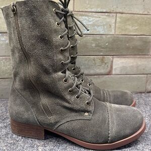 Aldo Olive Suede Lace-Up Mid Calf Boots